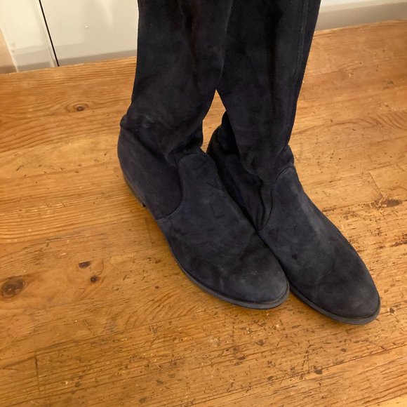 Stuart Weitzman Kneezie Suede Boots Navy sz 8.5 - Picture 6 of 11